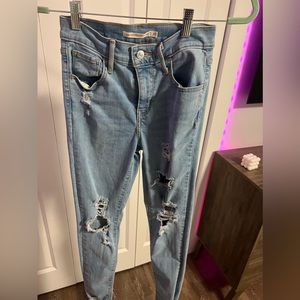 authentic levi’s skinny jeans high rise light wash size 25 curve fit ripped 720